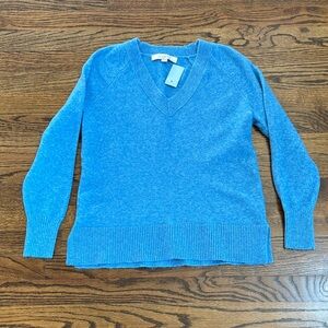 NWT, LOFT Capri Blue Relaxed V-Neck Knit Sweater
